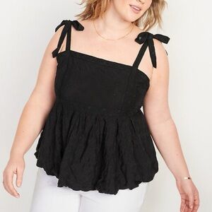 Old Navy Black Eyelet Tie-Strap Tank Top